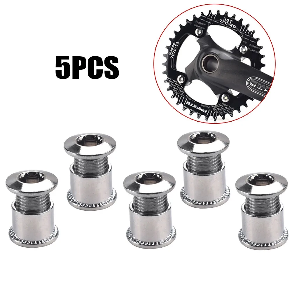 5 Pairs Chainring Bolts in Stainless Steel for Secure Mounting on Mountain Bike Single Crankset with Disc Lock Functionality
