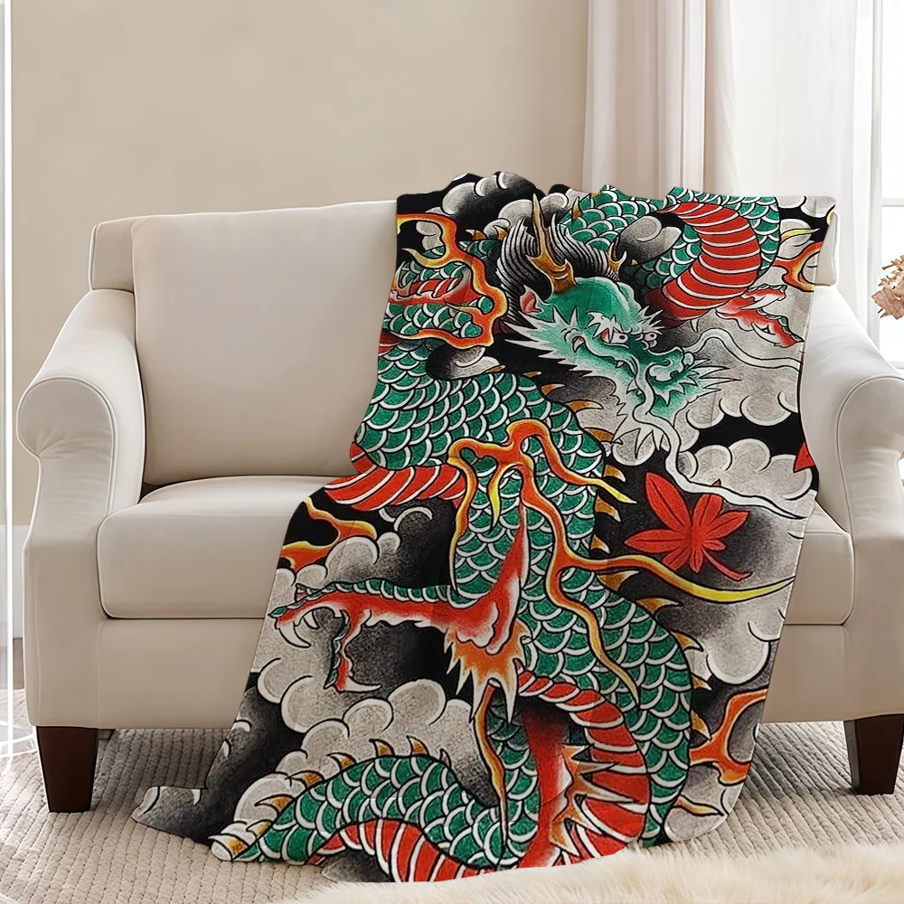 Decke, Überwurf, Drache, Yakuza, super gemütlich, cool, Plüsch, Tattoo, Wohnzimmer, Sofa, Couch, kindische Geburtstagsgeschenke