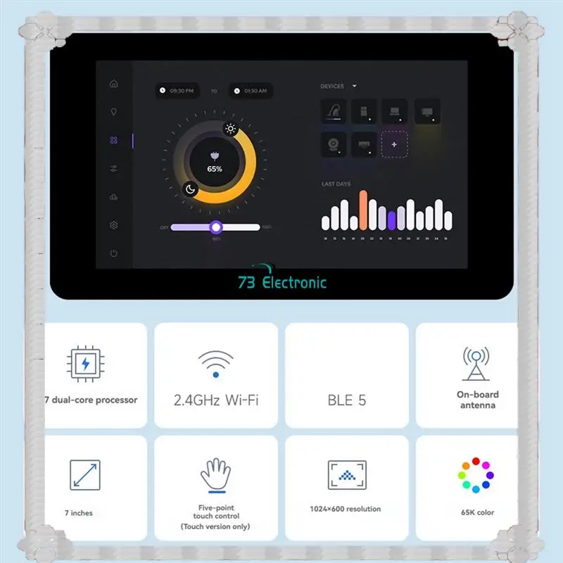 24-Hour Delivery ESP32-S3 7Inch LCD Touchscreen CAN RS485 Sensor 1024X  600 Resolution N16R8 Wifi Bluetooth Support