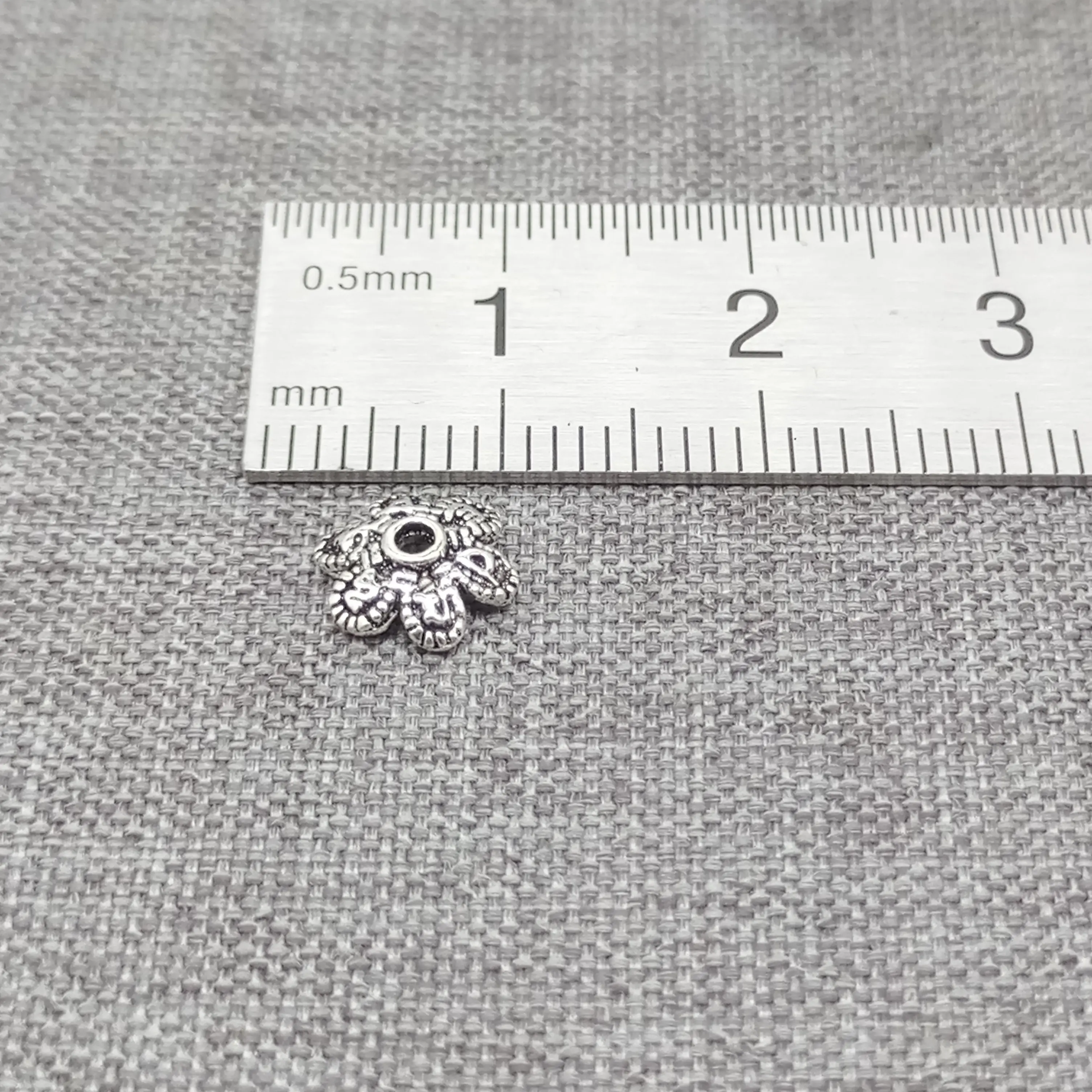 10 Pieces Om Mani Padme Hum Bead Caps in 925 Sterling Silver for Buddhist Bracelet Making