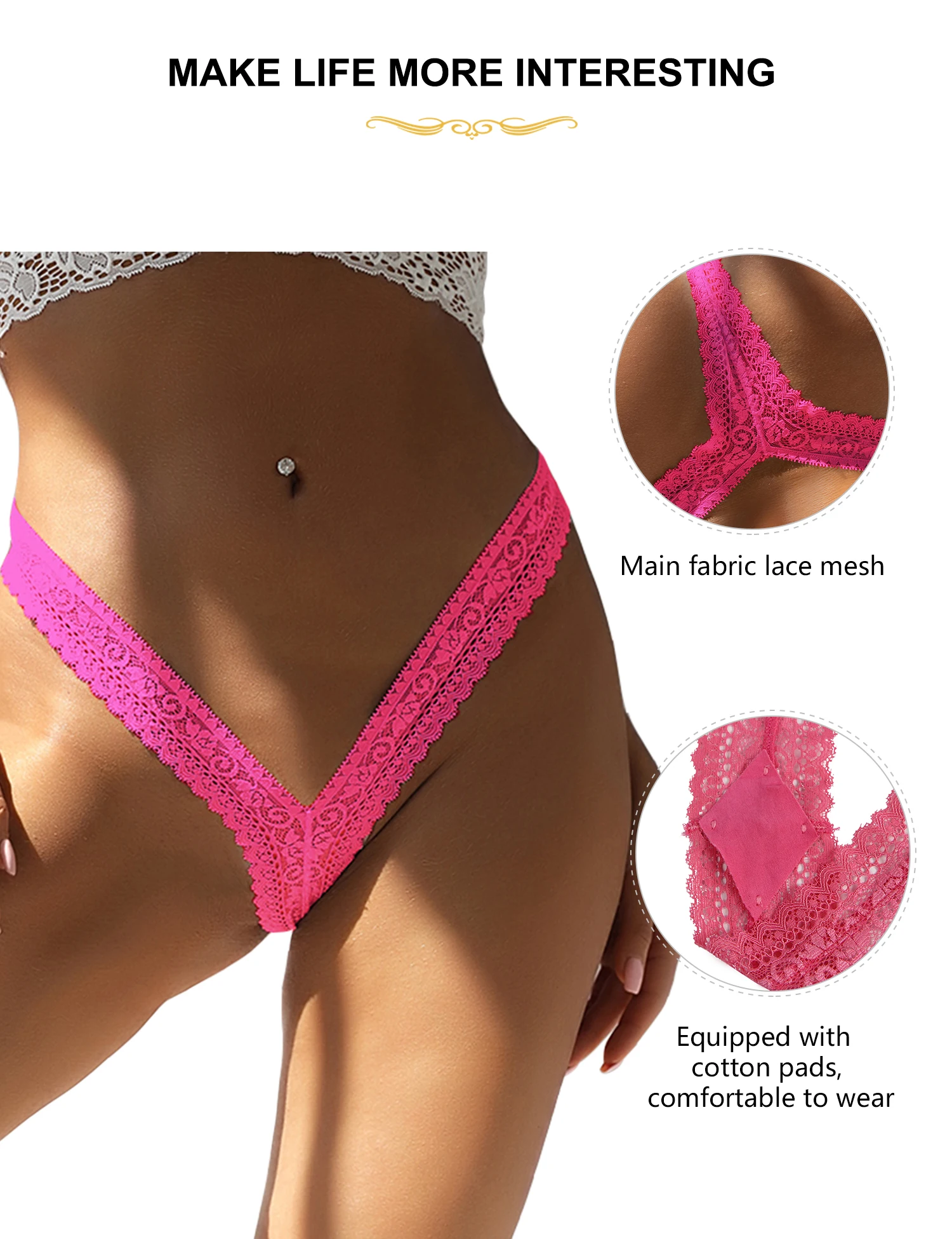 Comeon lover Micro Tanga für Frauen Spitze hohl atmungsaktiv G-String rosa sexy Tangas Mini elastische Höschen exotische weibliche Unterwäsche