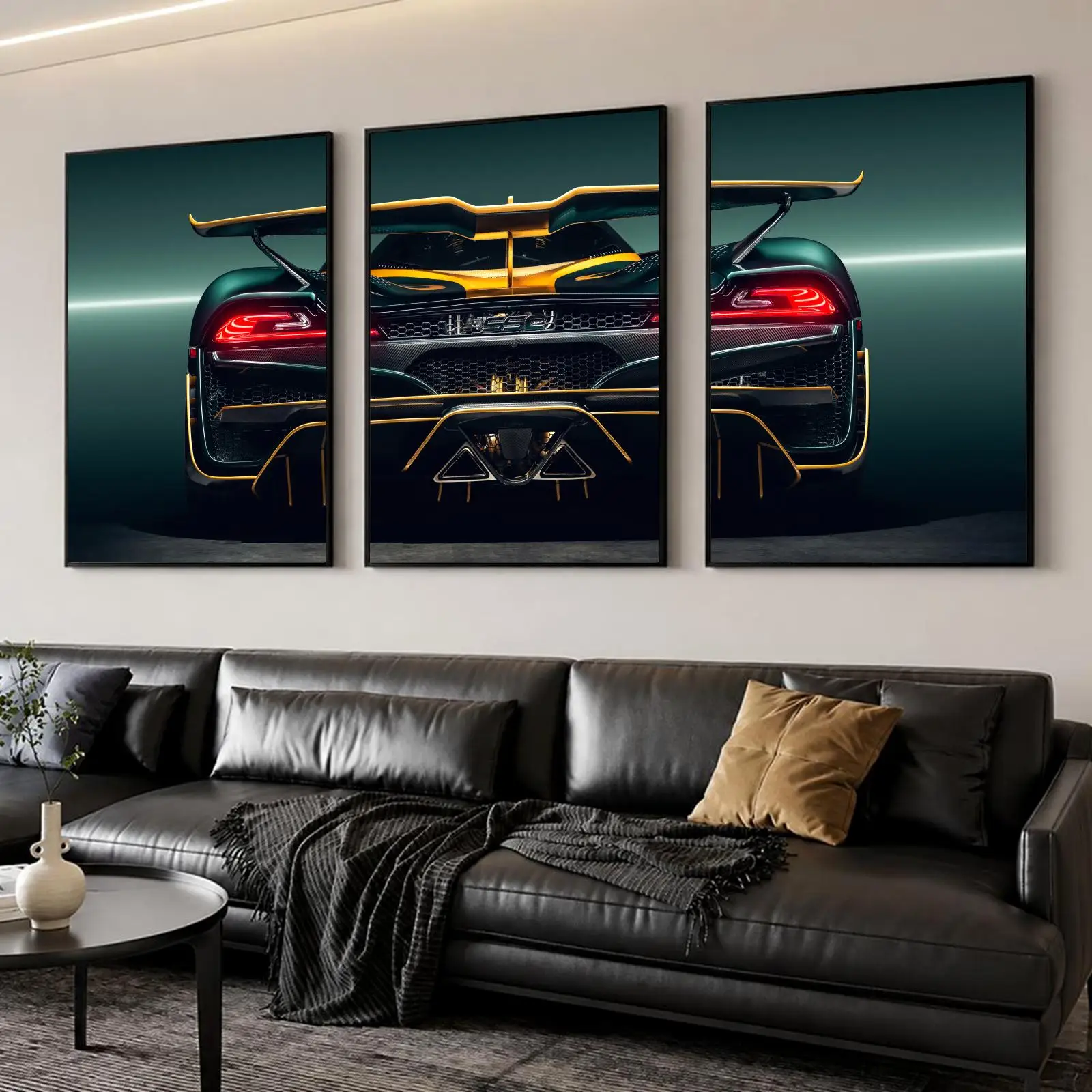 Racing Car Rear Painting Calligraphy Canvas Poster Set Wall Art Prints for Bedroom Living Room Home Decor Art Gift