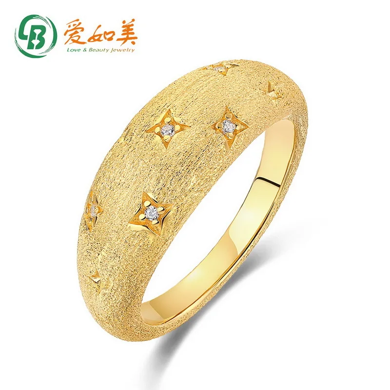 

Starry Dot Brushed Ring Light Luxury Simple 18K Gold PT950 Platinum Silver Plated 7-Layer Gold Ring Customization