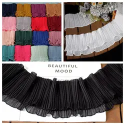 1Meter 11cm Multi-Color Double-Layers Pleated Chiffon Lace Trendy Hem Collar Cuffs Skirt Diy Sewing Clothing Accessories Fabric