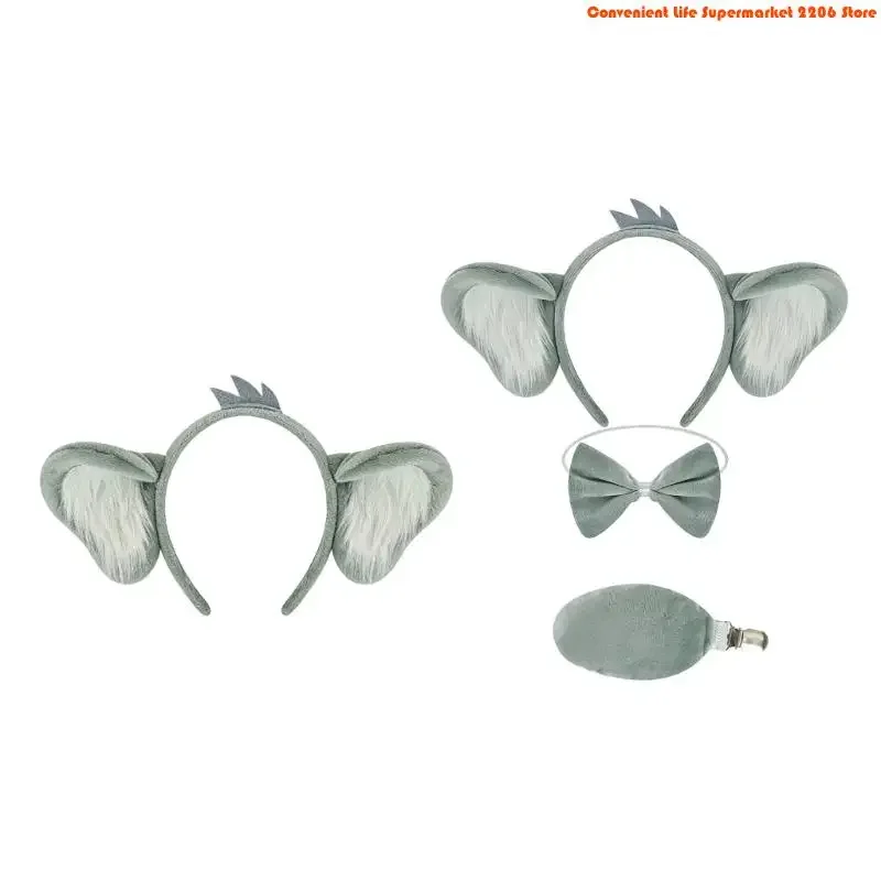 F92D Whimsical Koala Ears Headband Plush Cosplay Headpiece Themed Party Accessory For Dressing Up And Performances