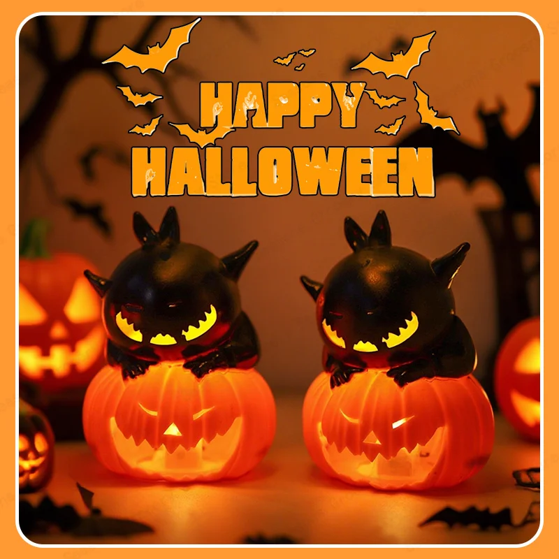 

Halloween Pumpkin Nightlight Electronic Candle Lights Black Cat Melon Decor Party Supplies Scary Decoration Props for Kids