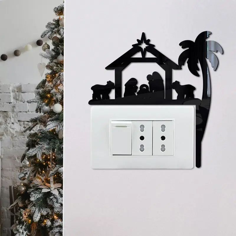 Light Switch Stickers Labels Christmas Snowflakes Santa Acrylic Mirror Sticker Light Switch Window Decor Door Corner Decoration