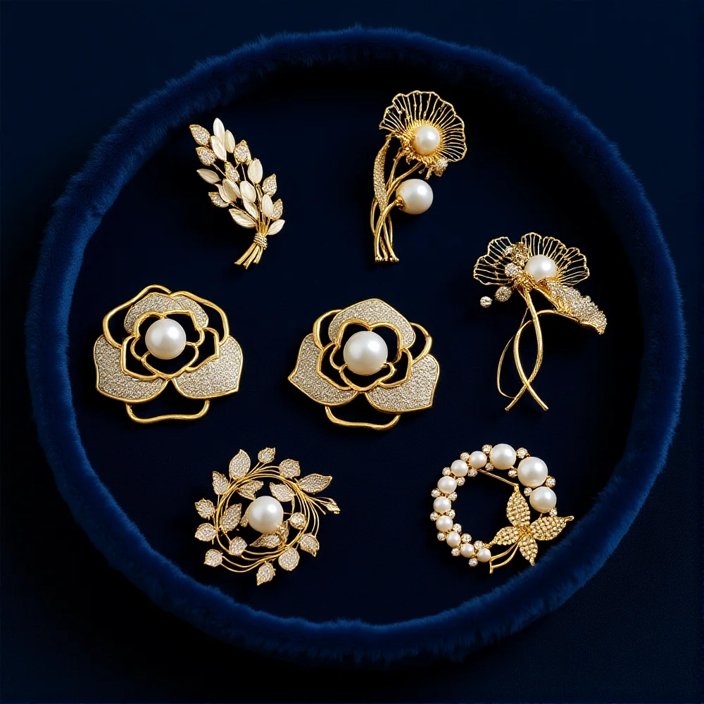 Vintage Handmade Freshwater Pearl Plum Blossom Flower Branches Brooches Pins Elegant Bouquet Brooch For Wedding Bride Jewelry