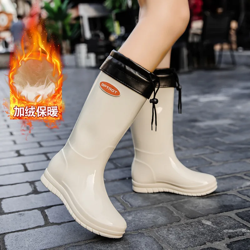 

2026Style Simple Women's High-top Waterproof Rain Rubber Shoes Winter Girded with Cotton Warm Boots Women's Outdoor Water Boots