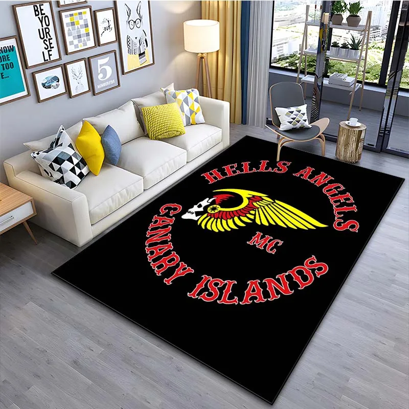 Motorcycle H-Hells Angels-Mc Pattern Floor Mat Rug 15 Size Living Room Bedroom Bedside Bathroom Floor Mat Area Rug Club Decor