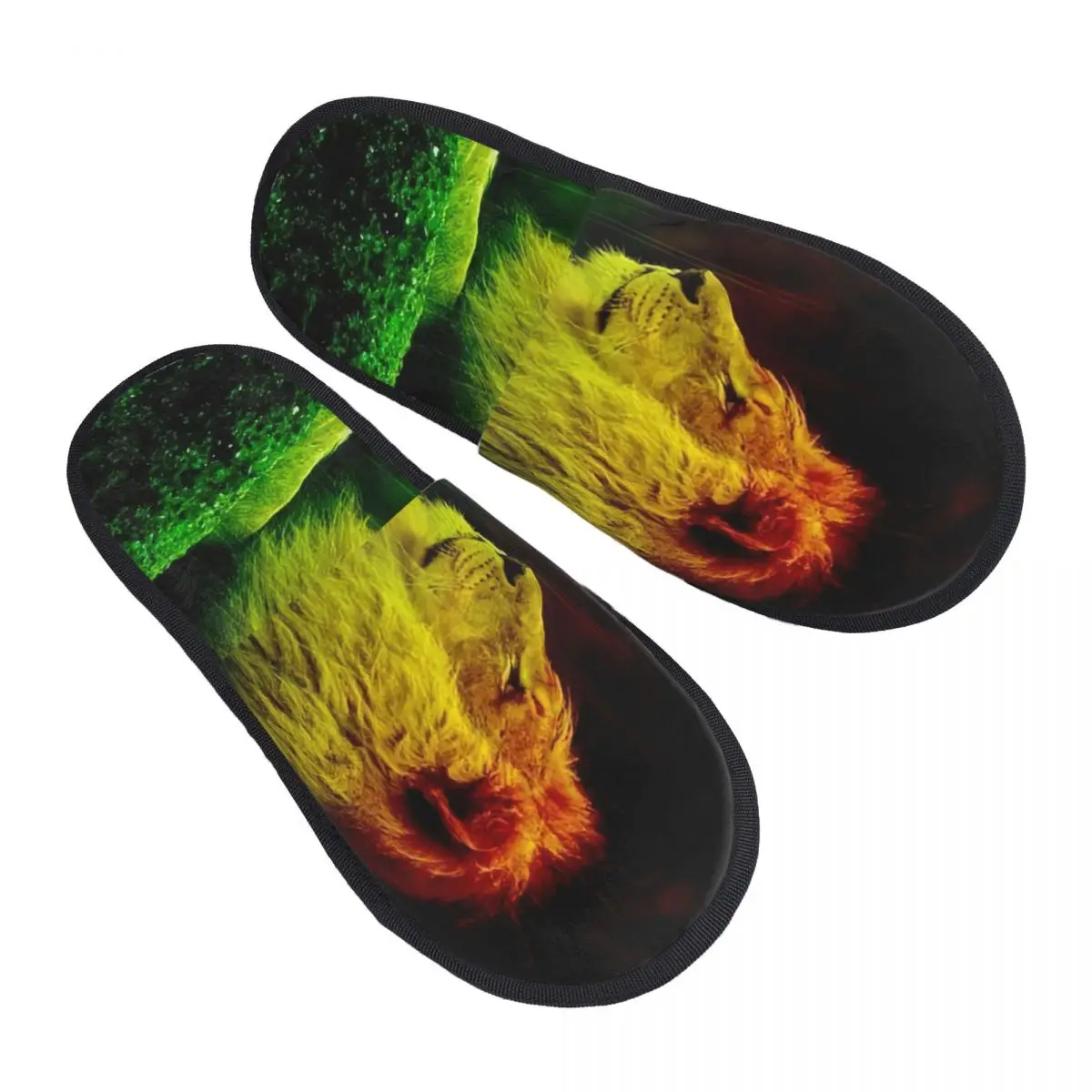 Jamaica Rastafarian Reggae Rasta Lion Cozy Scuff Memory Foam Slippers Women Jamaican Proud Bedroom House Shoes