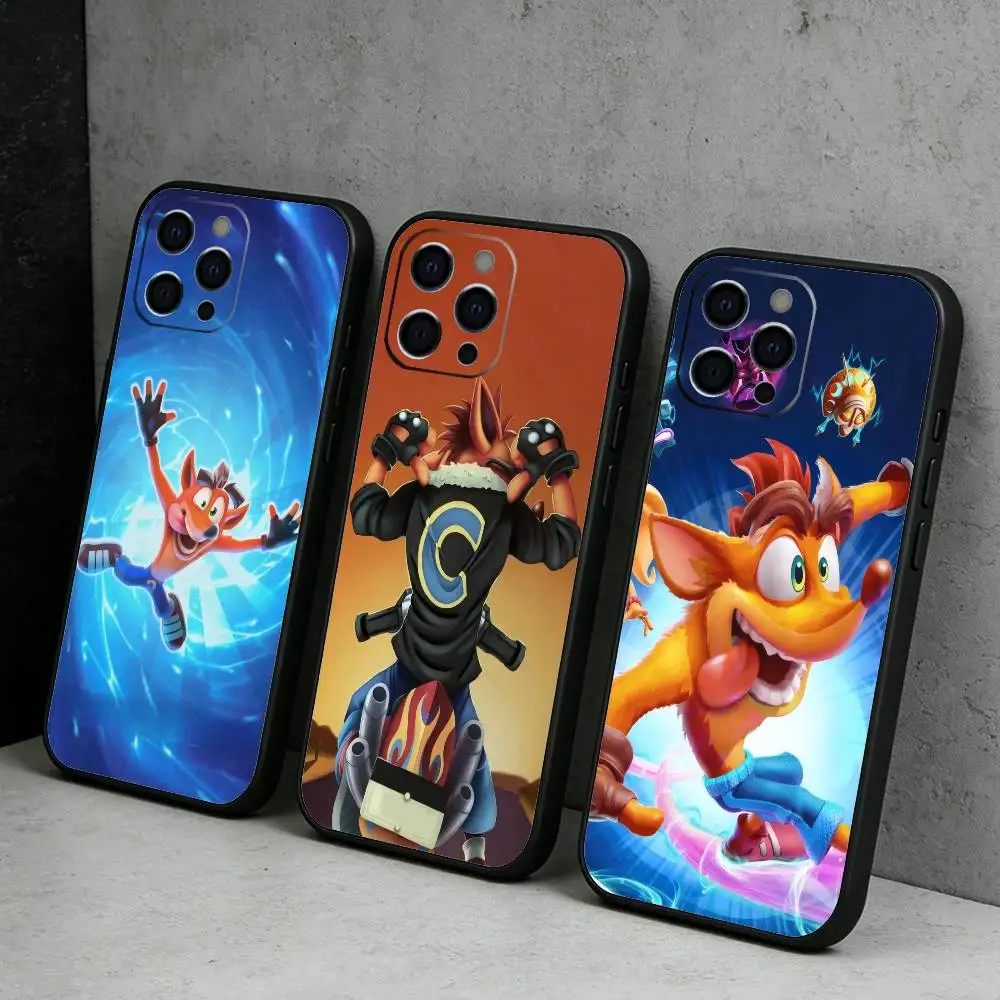 C-Crash Game Roles Aku-aku Phone Case For iPhone17,16,15,14,13,12 Plus,Max Soft Silicone Black Cover