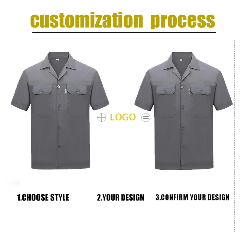 Work Clothes Reflective Strips Custom Men's Short-sleeve Thin Factory Workshop Labor Insurance Work Clothes Work Clothes Print