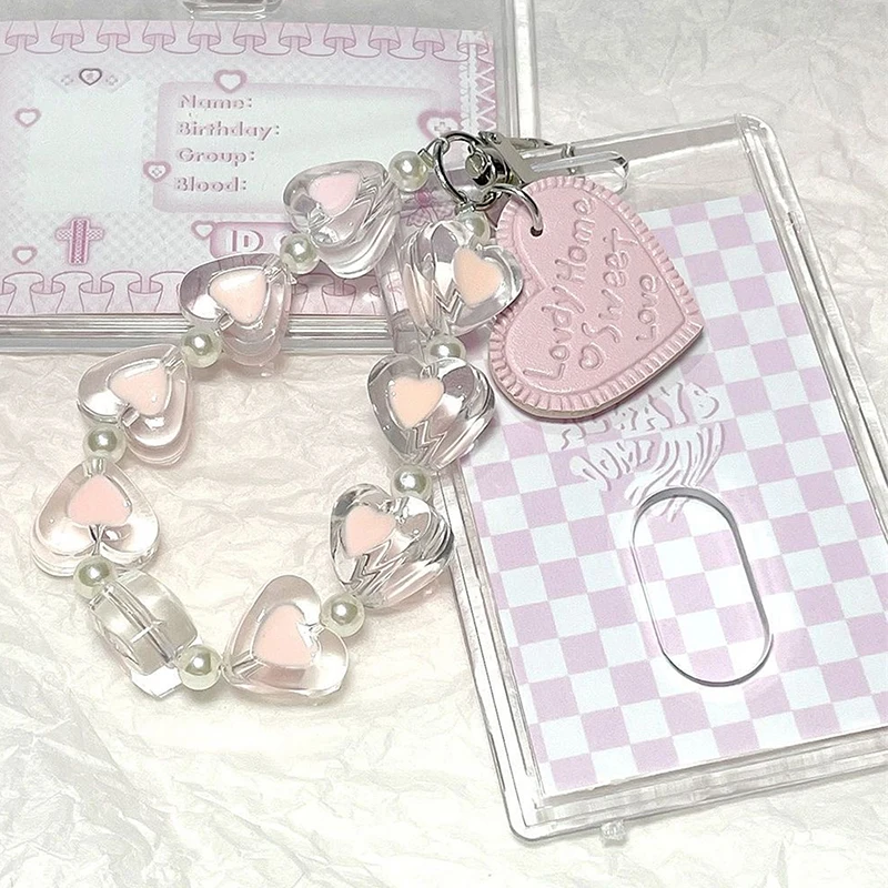 Crystal Butterfly Acrylic Card Holder Photocard Holder Credit ID Bank Card Protective Case Fashion Keychain Pendant