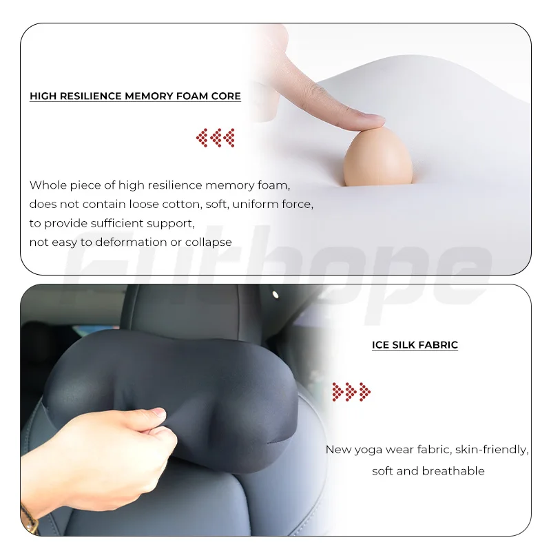 Futhope Ice Velvet SPA Headrest for Tesla Model 3 Y Highland Head Neck Support Protection Long-distance Travel Cool Full Package