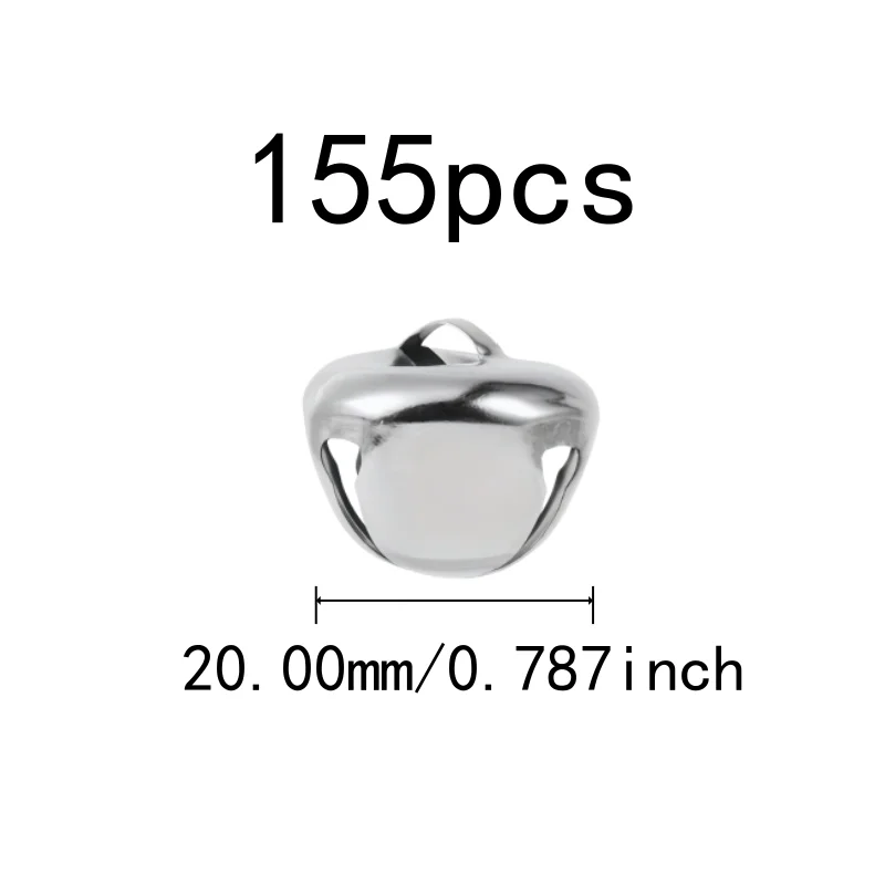 155 pcs 20mm Cross Bells, Clear Crisp Sound for Pet Collar Charm, Metal Alloy Material great for Wedding Decoration, Silver