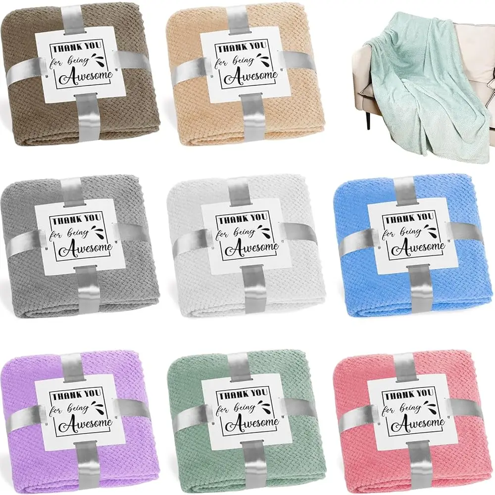 

8 Pcs Fleece Throw Blanket Thank You Gift Inspirational Soft Coral Throw Blankets Decorative Fuzzy Lightweight Coral Blanket