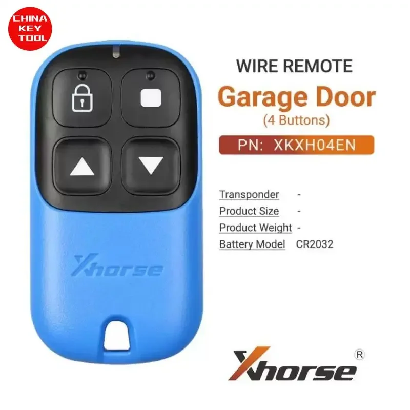 1PCS Xhorse Universal Wired Remote Key Garage Door 4 Buttons Blue Color XKXH04EN