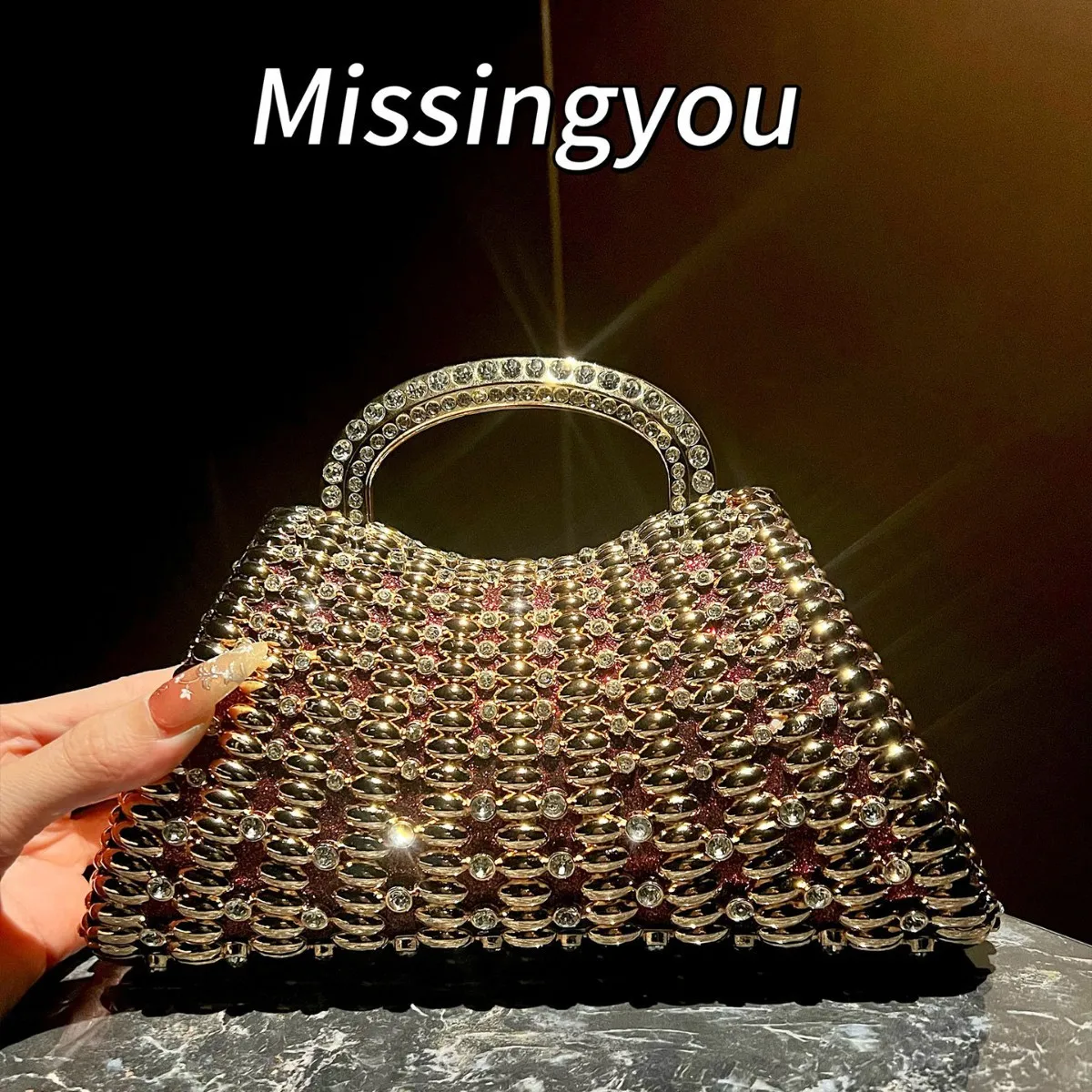 2026 new diamond-encrusted handbag chain full diamond shoulder bag celebrity light luxury dinner bag fashion heavy industry bag