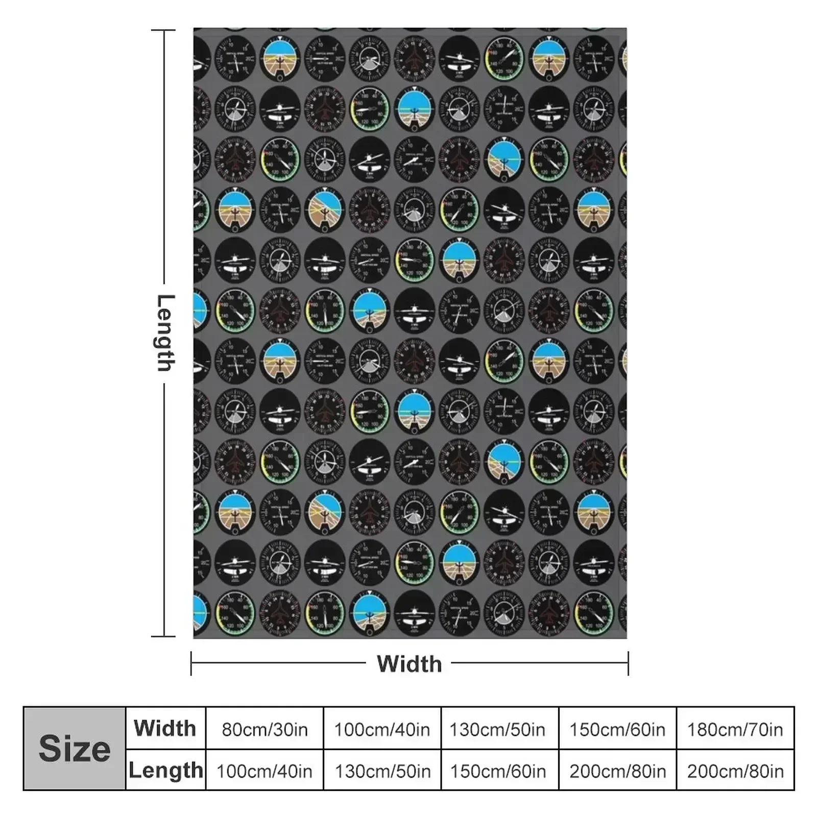 Flight Instruments Throw Blanket couch cozy soft plush fuzzy picnic outdoor blanket