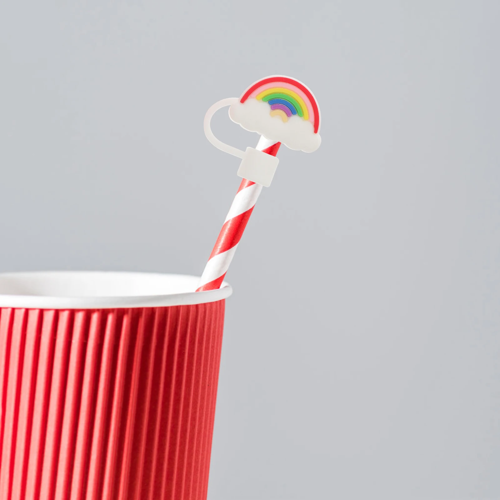 

2 pcs Creative Dust-Proof Straw Plugs Heat Resistant Leak-Proof Easy Clean Cartoon Shape Decorative Caps For Daily Use Red White