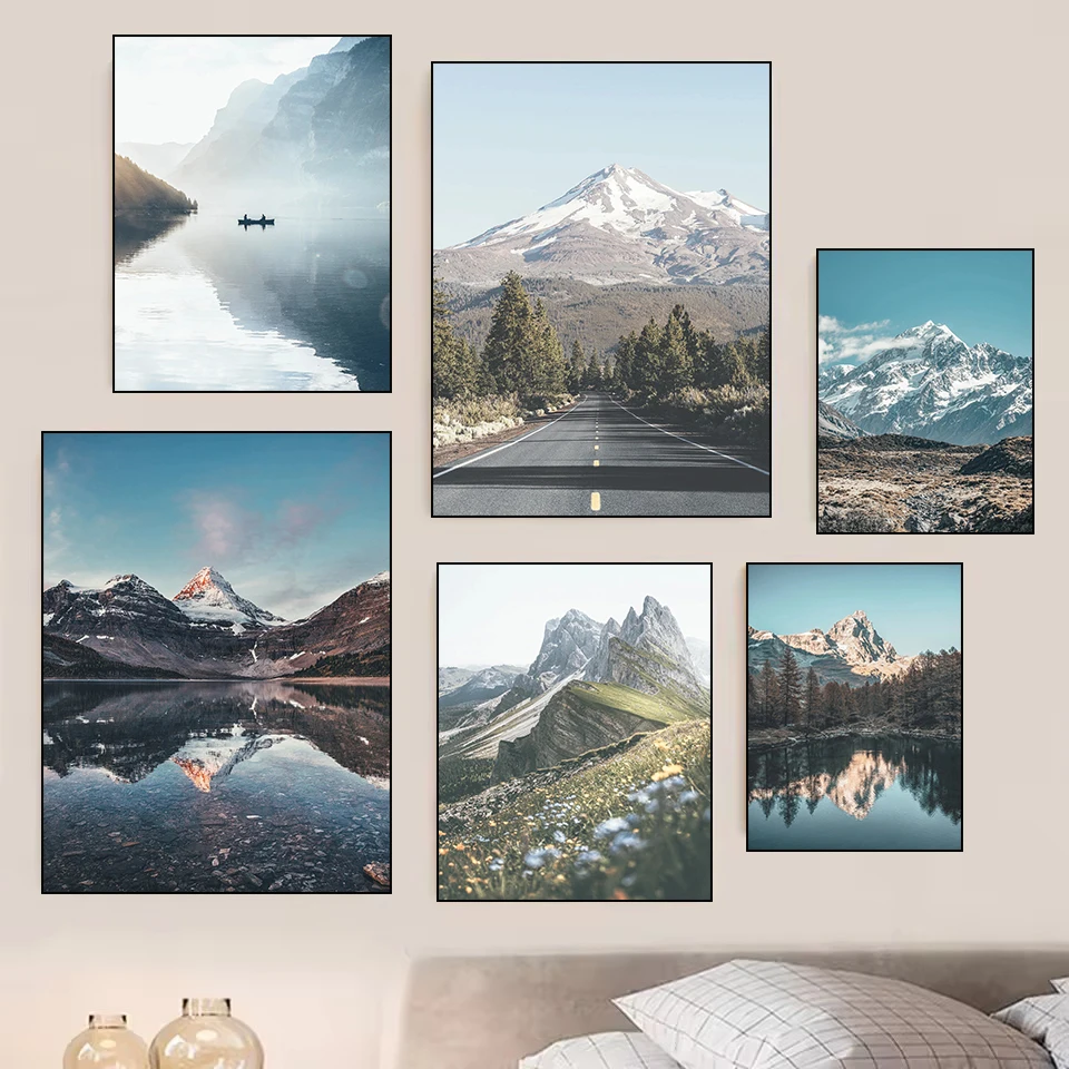 Natural Mountain Scenery Series Poster Print Canvas Pictures Home for Living Room Bedroom Wall Modern Decor Frameless Paintin