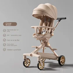 Baby Stroller High Landscape Newborn Baby Stroller Two-way Seat Lightweight Folding Can Sit and Lie Down Four-wheeled Stroller