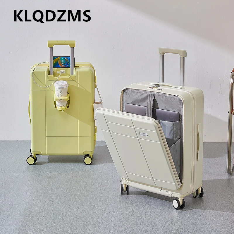KLQDZMS Multifunctional Luggage Front Opening Boarding Case ABS+PC Trolley Case 20