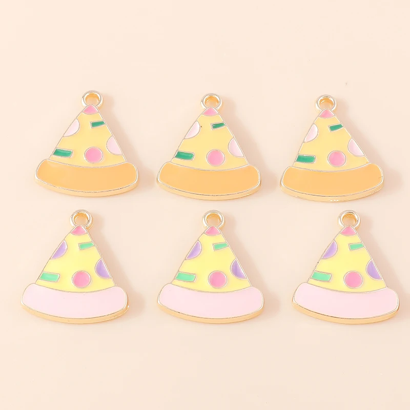 

20pcs 17x19mm Cute Enamel Food Pizza Charms Pendants for Jewelry Making Drop Earrings Necklaces Bracelets DIY Crafts Accessories