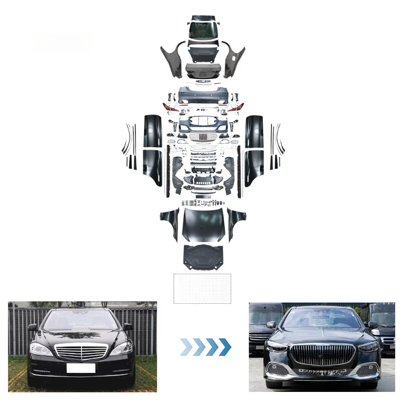 High Quality S65 Style W221 to W223 Facelift Body Kit Headlight Bumper Upgrade Fit For S Class 2008-2012