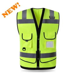 SPARDWEAR HIGH VISIBILITY REFLECTIVE SAFETY VEST WAISTCOAT MENS WITH MULTI-POCKETS SILK SCREEN LOGO PRINTING FAST SHIPPING