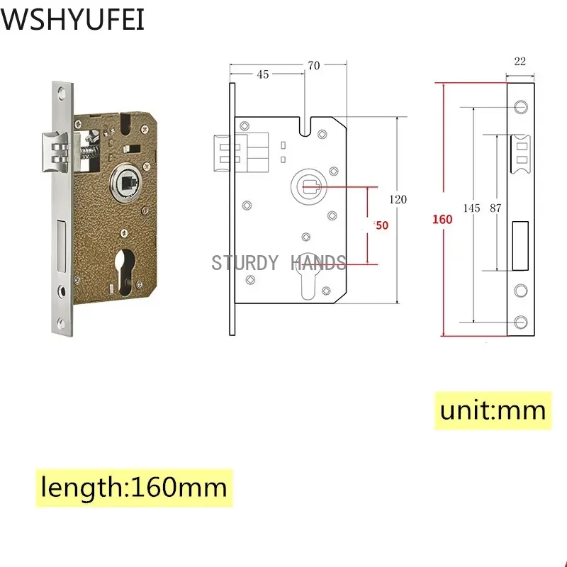 WSHYUFEI Stainless Steel Lock Hardware Door Split Lock Body Wooden Door Lockcase Metal Indoor Interior Door Lock Body