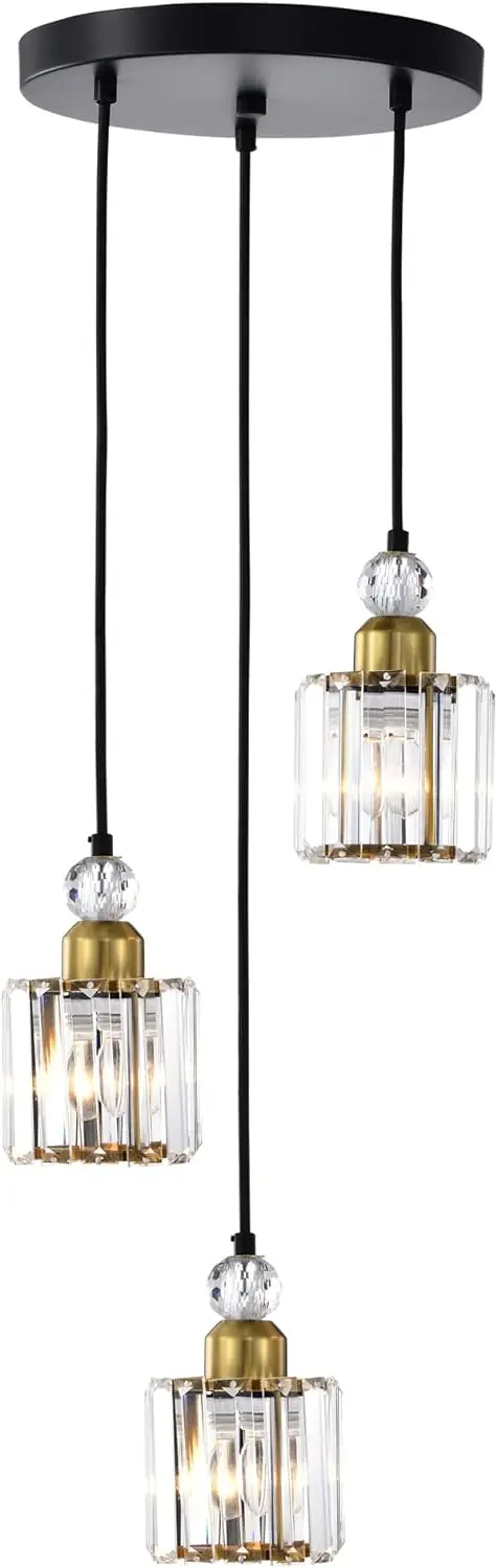 Light Indoor Matte Black and Brass Finish Chandelier with Light pendant lights