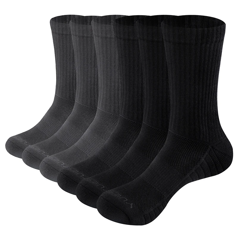 

6Pairs High Quality Black White Pure Color Cotton Unisex Sock Office Sport Business Anti-Bacterial Deodorant Men Long Socks