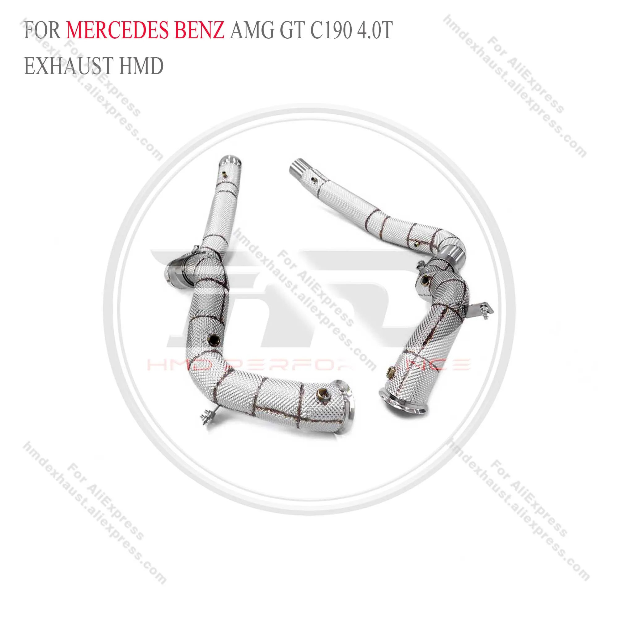 HMD Exhaust System High Flow Performance Downpipe for Mercedes Benz AMG GT c190 4.0T OPF with heat shield