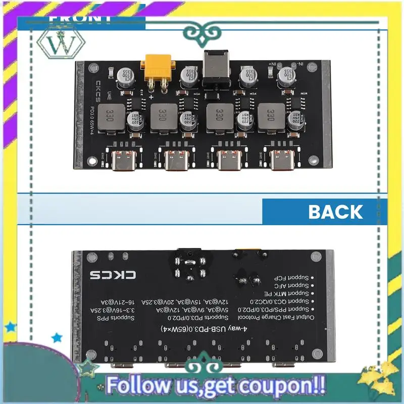 

NEW QC3.0 4-Way PD65W Fast Charging Module For /Huawei PD3.0 Fast Charging XT30PW/Type-C/5525
