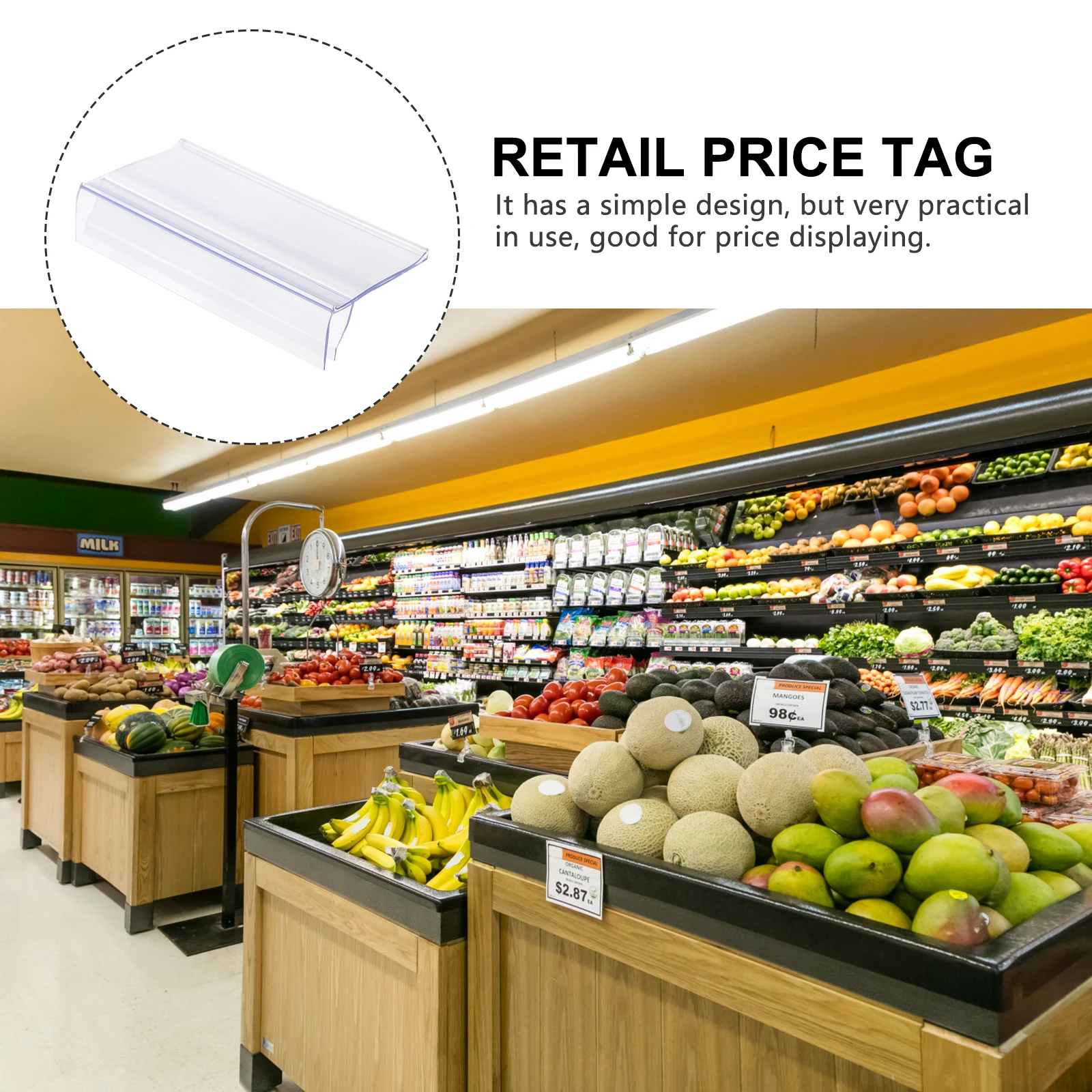 

30pcs Clear Labels Supermarket Retail Price Tag Shop Retail Display Plastic Card Slot Transparent Price Tag Holders