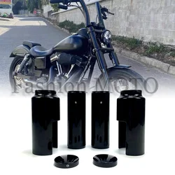 Motorcycle Black Aluminum Full Front Fork Cover Set Tube Cap Kit For Harley Dyna FXD Street Fat Bob Low Rider 2006-2017