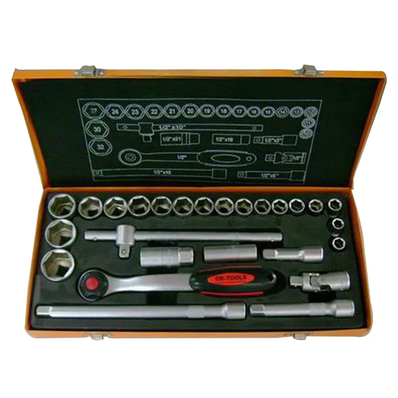 Ferramenta de aço Auto Repair, Dr Sleeve Wrench Set, RV, SS026D04, 1 "2", 26pcs