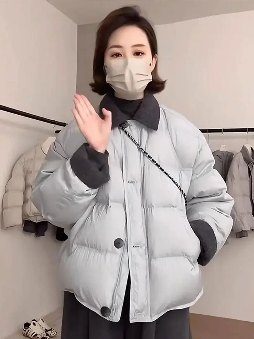 

ort Thiened Cotton Jaet Women's Winter New Sle plus Size Warm Simple Korean Version Beautiful Cotton Clothes Outerwear