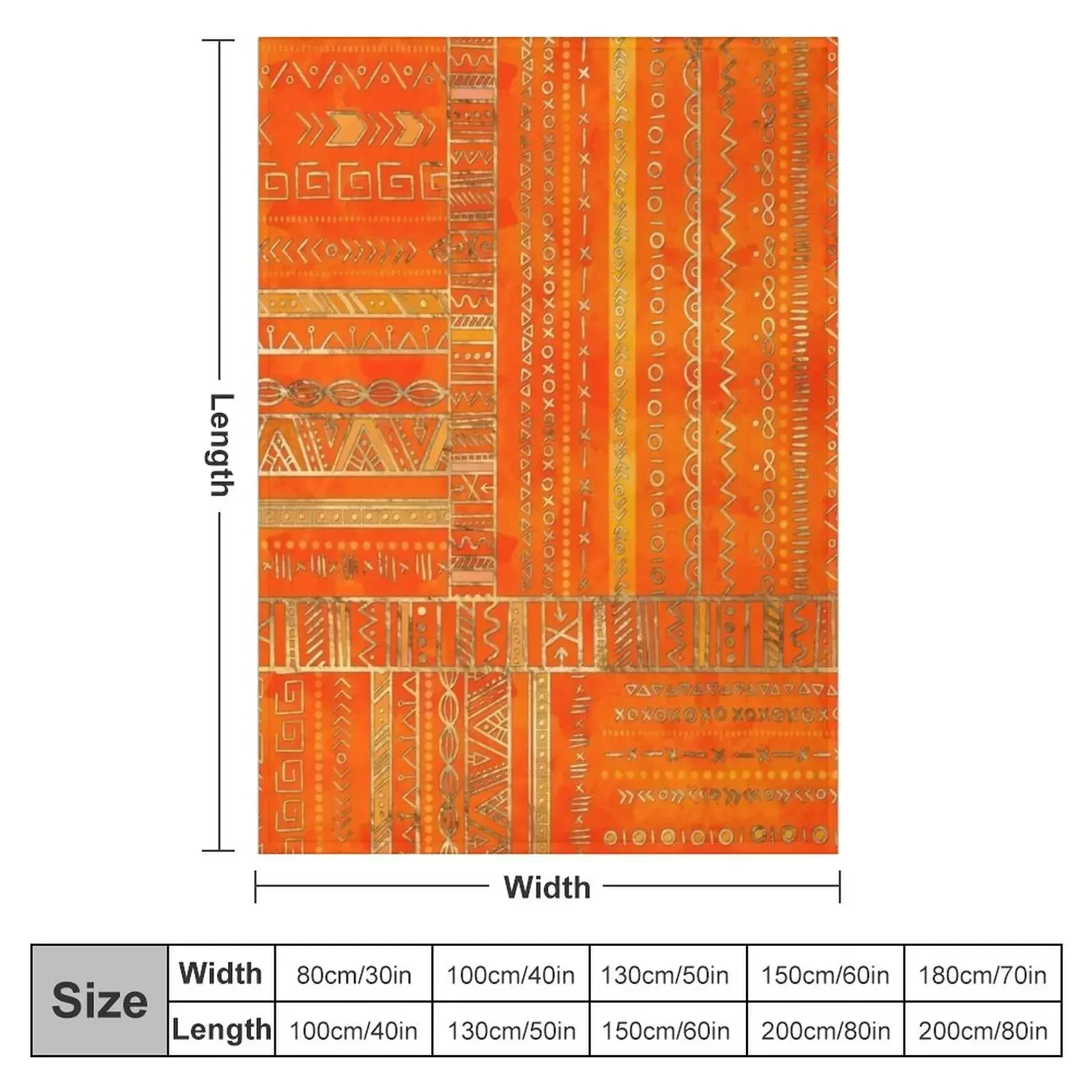 Tribal Ethnic pattern gold on bright orange Throw Blanket couch cozy soft plush fuzzy picnic outdoor blanket