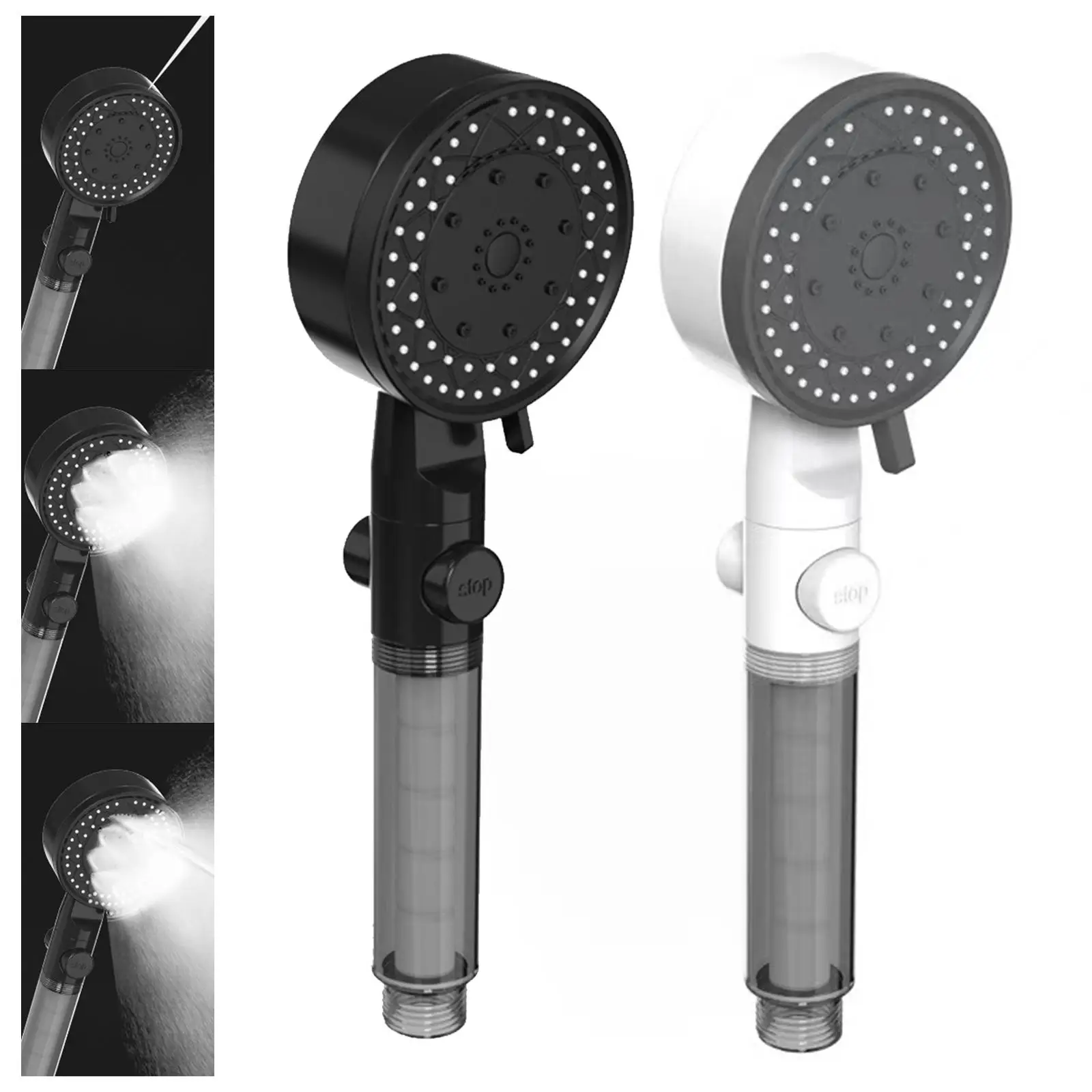 High Pressure Shower Head High Pressure Water Flow, Modern Waterproof Button, Water Stop, Portable, for Club Toilet, Spa, Hotel