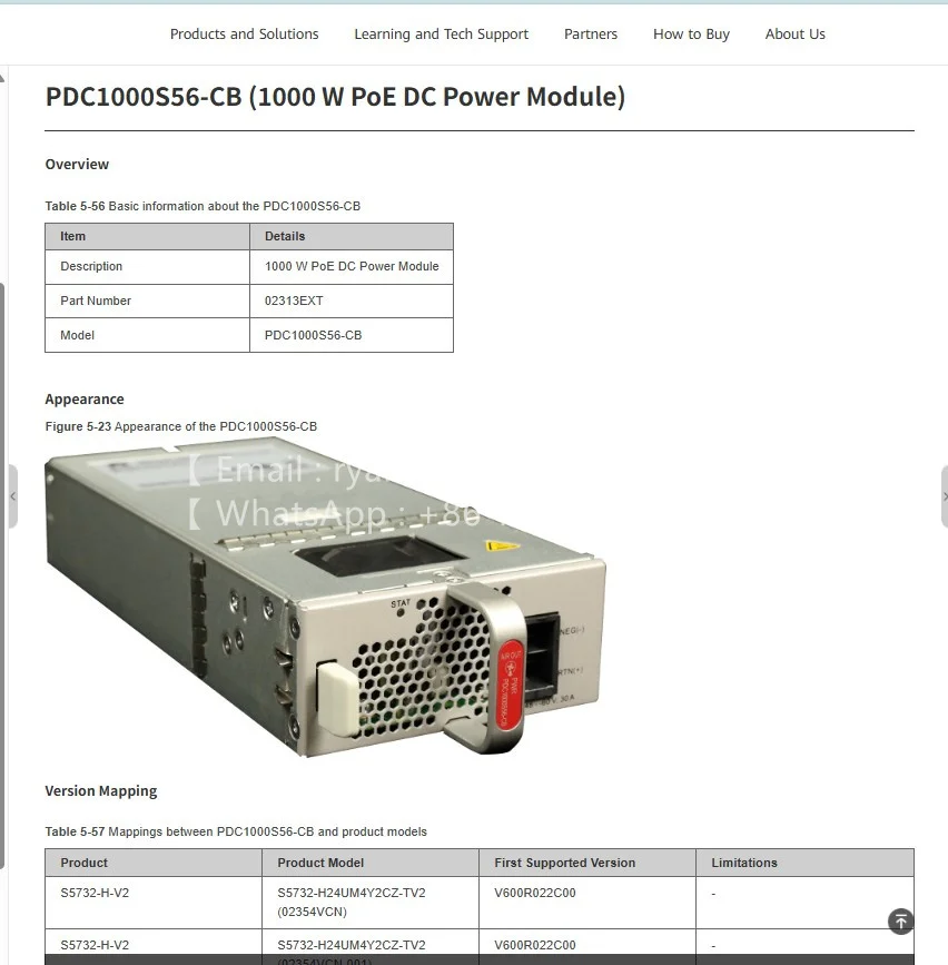 PDC1000S56-CB (1000 W PoE DC Power Module) 02313EXT