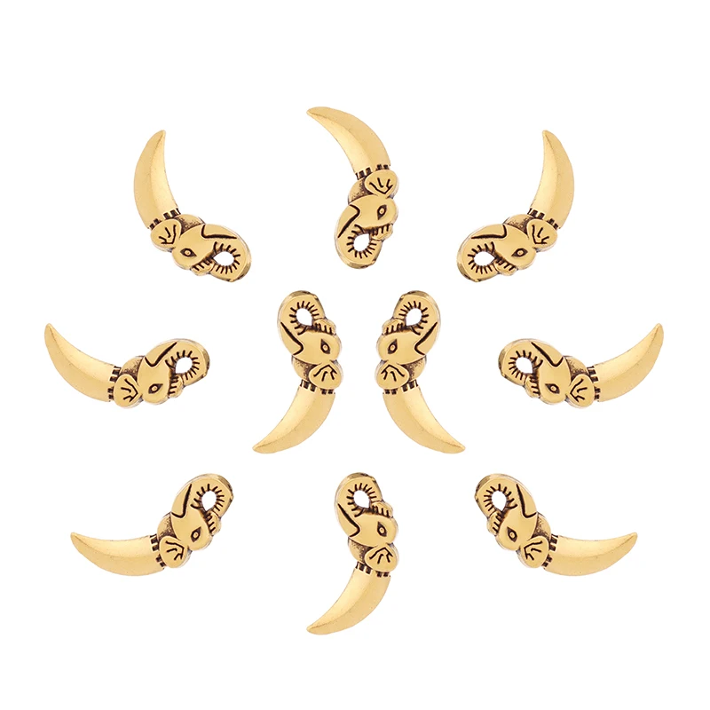 10 x Antique Gold Color 3D Ivory Elephant Tooth Charms Pendants Bead for DIY Necklace Bracelet Jewelry Making Accessories 18x8mm