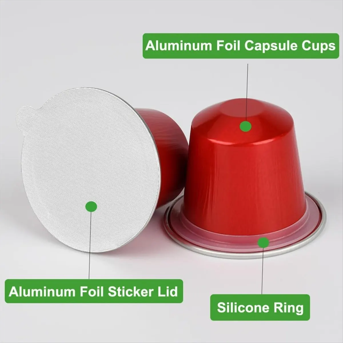 2026 + كبسولات قهوة فارغة قابلة للتعبئة من رقائق الألومنيوم متوافقة، اصنع مرشحات فناجين قهوة اسبريسو خاصة (100 كبسولة + 100 غطاء)