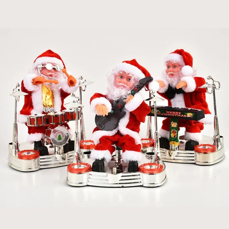 Christmas Electric Music Santa Claus Doll Playing Piano Ornament For Christmas Decorations For Children Gift