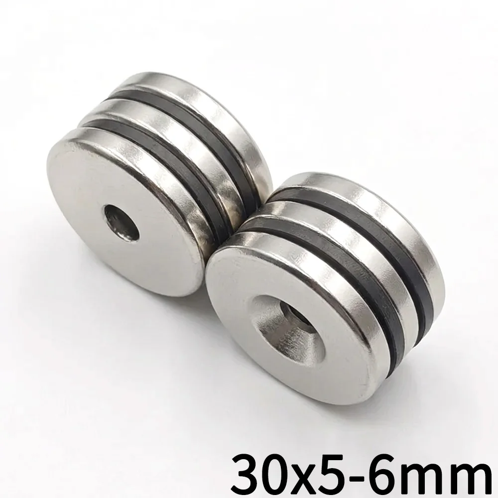 2/5/10Pcs 30x5-6 Neodymium  Magnet 30mm x 5mm Countersunk Hole 6mm Round Super Powerful Strong Permanent Disc for Industrial Use