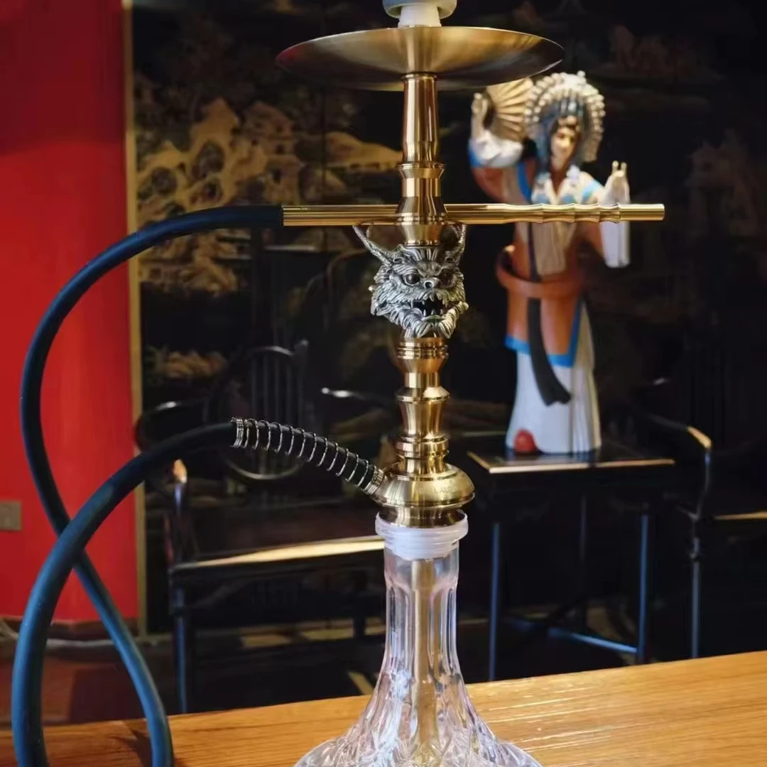 In Stock Premium Deluxe Luxury Hookah Shisha Hookah Russian Style Stainless Steel Wood Package Hookah Chicha Shisha