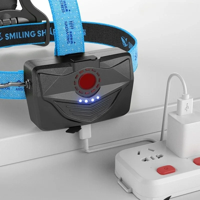 Smiling Shark High Power Strong Light Headlamp, Variable Focus Waterproof Head Mounted LED Flashlight, Super Bright