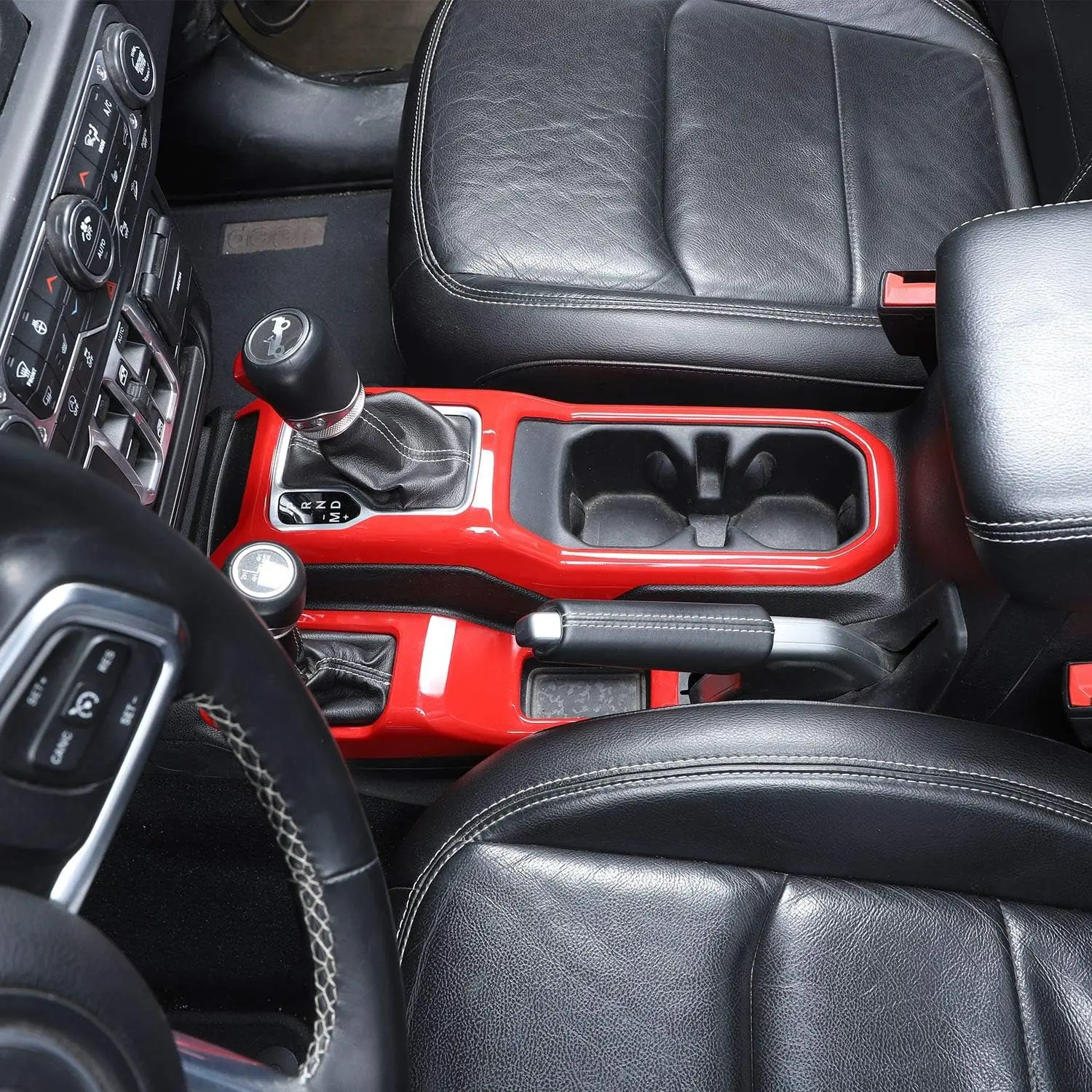 2pcs Carbon Fiber Left+Right Gear Shift Panel Cover for 2018 2019 2020 2021 2022 2023 Jeep Wrangler JL and for Jeep Gladiator JT